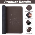 Tegeme Leather Desk Mat Large Desk Pad 35.4 x 15.7 Inch Non Slip Table Protector with Stitched Edges and Rubber Base Dark Brown Stylish Workspace Accessory Laptop Mat Smooth Writing for Home Office