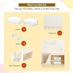 Comix Desk Organizer with 2 Drawer, Multifunctional Pen Holder for Desk, Desktop Organizer with Pegboard + Drawer + 5 Slots Pencil Holder for Office Home Art Supplies (White)