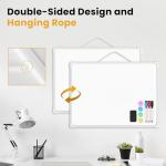 Lumspax Small Dry Erase Board for Wall, 16" x 12" Double-sided Hanging Whiteboard, Dry Erase White Board with 3 Markers, 4 Magnets and 3 Mini Sticky Notes, Portable Whiteboard for Home, Office, School