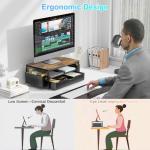 gianotter Wood Monitor Stand Riser, Office Desk Shelf Organizer, Desk Organizer with Drawer and Pen Holder, 2-Tier Computer Stand, Office Organization (Wood)