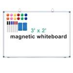 H-Qprobd 3' x 2' Magnetic Whiteboard Large Dry Erase White Board 36"x24" Aluminum Presentation Whiteboard with Long Pen Tray, 6 Markers, 2 Erasers &12 Magnets
