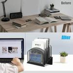 Delifox Inclined Desk File Organizer,Vertical File Folder Holder Stand Metal Rack File Sorter for Office Classroom Desktop Organization