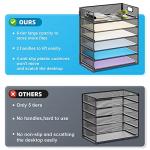 Marbrasse 6 Tier Paper Organizer Letter Tray - Mesh Desk File Organizer with Handle, Paper Sorter Organizer for Letter/A4 Office File Folder Holder - Black