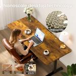 Veken 55 Inch, Height Adjustable Sit Stand Up, Wood Desktop, Work Home Office Computer PC Table, Tall Standup Workstation, Gaming Writing Study Bedroom Rising Desks, Brown