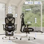 FLEXISPOT ErgoX Premium Ergonomic Office Chair with Footrest- Adjustable 3D Armrests, Dynamic Lumbar Support, Recline & Tilt Function, Mesh Seat, for Home & Office Use,Black