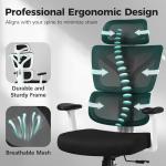 Ergonomic Office Chair High Back Desk Chair with Lumbar Support, Breathable Mesh Computer Chair with Adjustable Armrests Height, Reclining Swivel Big and Tall Gaming Chair for Home Office(White)