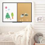 JILoffice White Board & Bulletin Corkboard Combination, Combo Board 36 x 24 Magnetic Whiteboard, Black Aluminum Frame Wall Mounted Board for Office Home and School with 10 Push Pins