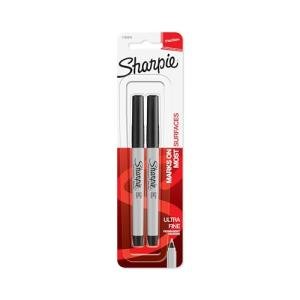 Sharpie Permanent Markers, Ultra Fine Point, Black, 2 Count - Home, School, Office Supplies