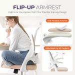 NEO CHAIR Office Desk Computer Gaming Ergonomic Chair with Lumbar Back Support Adjustable Height Swivel Wheels Flip-up Arms Mesh Chair for Home or Office (Beige)