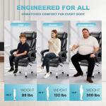 COLAMY Office Chair with Retractable Footrest, Ergonomic High Back Design Executive Computer Desk Chair with Removable Lumbar Pillow, 90-135°Reclining, Thick Bonded Leather for Home Office Work, Black