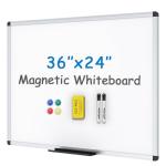 VIZ-PRO Magnetic Whiteboard/Dry Erase Board, 36 X 24 Inches, Includes 1 Eraser & 2 Markers & 4 Magnets