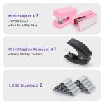 JEFURE Mini Stapler with 2000 Staples, 30 Sheet Capacity, Jam-Free Small Desktop Stapler with Staple Remover, Cute Desk Stapler for Office, School and Home (Pink)