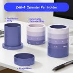 Comix Calender Pen Holder for Desk, Cute Platsic Pencil Holder, Purple Desk Organizer for Home School Office Supplies