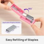 JEFURE Mini Stapler with 2000 Staples, 30 Sheet Capacity, Jam-Free Small Desktop Stapler with Staple Remover, Cute Desk Stapler for Office, School and Home (Pink)