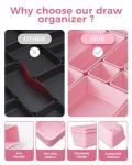 BiuLeon 25 PCS Plastic Drawer Organizers Set, 4-Sizes Vanity and Makeup Organizer, Desk and bathroom Drawer Organizer Trays, Organizers and Storage for Makeup, Jewelry, Gadgets, Utensils (Pink)