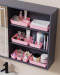 BiuLeon 25 PCS Plastic Drawer Organizers Set, 4-Sizes Vanity and Makeup Organizer, Desk and bathroom Drawer Organizer Trays, Organizers and Storage for Makeup, Jewelry, Gadgets, Utensils (Pink)