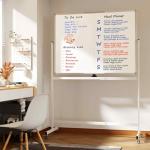 Neatsure Large Rolling Whiteboard on Wheels, 48" x 36" Double-Sided Mobile White Board with Stand, 4' x 3' Portable Standing Magnetic Dry Erase Board Easel for Home Office Classroom School, Silver