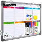 Small Weekly Calendar Dry Erase Whiteboard for Wall, 16" x 12" Magnetic Dry Erase Board, Hanging Double-Sided White Board, Portable Board for List, Kitchen, Planning, Memo, Home, Office