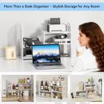 YGYQZ Desk Shelves Desktop Orgnizer Shelf-White Office Organization for Top of Adjustable Desk Organizers and Corner Bookshelf Table Top Shelving Small Hutch Decorations for Women Office