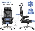 FAMIDOLE Ergonomic Office Chair with Headrest, Lumbar Support, Flip-Up Armrests, Thick Memory Foam Seat - 350lbs Capacity, Adjustable Height for Big & Tall, Perfect for Home Office Studios