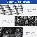 EOOUT Desk Organizer, Pencil Holder for Desk, Mesh Office Desk Accessories with 8 Compartments and 1 Drawer Stationery Holder School Supplies
