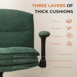 Dowinx Criss Cross Chair with Adjustable Flip-up Arms and Wheels, Comfort Ergonomic Office Desk Armchair with 3 Layer Cushions, Wide Seat Vanity Chair for Home Office, Living Room, Bedroom, Green