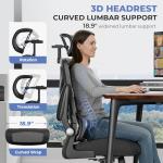 FAMIDOLE Ergonomic Office Chair with Headrest, Lumbar Support, Flip-Up Armrests, Thick Memory Foam Seat - 350lbs Capacity, Adjustable Height for Big & Tall, Perfect for Home Office Studios
