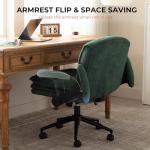 Dowinx Criss Cross Chair with Adjustable Flip-up Arms and Wheels, Comfort Ergonomic Office Desk Armchair with 3 Layer Cushions, Wide Seat Vanity Chair for Home Office, Living Room, Bedroom, Green