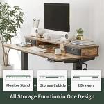 FEZIBO 48 x 24 Inch Height Adjustable Electric Standing Desk with Double Drawer, Stand Up Table with Storage Shelf, Sit Stand Desk, Rustic Brown
