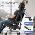 FAMIDOLE Ergonomic Office Chair with Headrest, Lumbar Support, Flip-Up Armrests, Thick Memory Foam Seat - 350lbs Capacity, Adjustable Height for Big & Tall, Perfect for Home Office Studios