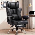 GTPLAYER Big and Tall Office Chair 400LBS Wide Ergonomic Gaming Chair with Deluxe Embossing Designed Leather with Foot Rest,150°Reclining Adjustable Soft Armrests Pocket Spring Back Support and Pillow