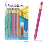 Paper Mate Handwriting Triangular Mechanical Pencil Set with Lead & Eraser Refills, 1.3mm, 8 Count - Back to School, Teacher Supplies, Home, Kids Writing, Fun Barrel Colors