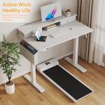 White Electric Standing Desk with Drawers - 40 Inch Small Standing Desk with Shelf Monitor Stand Storage Height Adjustable for Home Office, Study Writing Girls Computer Sit Stand Desks for Bedroom