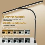 MACASA LED Desk Lamp for Office Dorm Home - Eye Caring Desk Light with Timer, Remote Control 24W Brightest Dual Screen Computer Monitor Gooseneck Dimmable Table lamp with Anti-Glare Cover Clamp