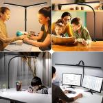 MACASA LED Desk Lamp for Office Dorm Home - Eye Caring Desk Light with Timer, Remote Control 24W Brightest Dual Screen Computer Monitor Gooseneck Dimmable Table lamp with Anti-Glare Cover Clamp