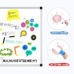 DUMOS Magnetic White Board Kit for Wall 36" x 24", Dry Erase Board with 1 Dry Eraser & 2 Multicolor Markers & 4 Magnetic Pins, Reinforced Aluminum Frame for Home, School, Office