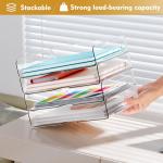 YKLSLH 4 Trays Paper Organizer Letter Tray - Acrylic Desk File Organizer, Stackable Clear Paper Holder Sorter Office Organizer for Letter/A4, Office File Ipad Books Notes Etc