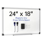VUSIGN 24" x 18" Magnetic Whiteboard for Wall, Dry Erase Board with Silver Frame, Hanging White Board for Office, Home, School - Includes 1 Eraser, 2 Multicolor Markers & 4 Magnets