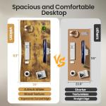 Veken 63 x 28 Inch Electric Standing Desk, Sit to Stand Up, Work Home Office Computer Table for Study, Walking Pad, Writing, and Games, Wooden Desktop Desks, Brown