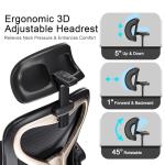 Ergonomic Office Chair, Mesh Desk Chair with Headrest, Lumbar Support, Thick Seat Cushion, Flip-up Arms, High Back Computer Task Chairs for Home Office, Black/Gold