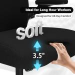 Ergonomic Office Chair, Mesh Desk Chair with Headrest, Lumbar Support, Thick Seat Cushion, Flip-up Arms, High Back Computer Task Chairs for Home Office, Black/Gold