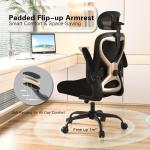 Ergonomic Office Chair, Mesh Desk Chair with Headrest, Lumbar Support, Thick Seat Cushion, Flip-up Arms, High Back Computer Task Chairs for Home Office, Black/Gold