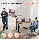 Huuger 55 x 28 Large Electric Standing Desk, Height Adjustable Computer Desk, 27.6" Deep Desktop, Stand up Gaming Office Desk with 2 Hooks, 3 Preset Heights, for Home Office, Rustic Brown