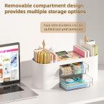 Marbrasse Desk Organizer Pen Holder for Desk with 3 Drawers, Multi-Functional Pencil Holder, Desk Organizers and Accessories with 7 Compartments for Home, School, Classroom(White)