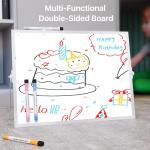 Marsrock Dry Erase White Board with Stand,Double-Sided Whiteboard 16"x12", 10 Markers,6 Magnets, 1 Eraser,Portable Desktop Whiteboard for Planning,Colorful Weekly Schedule Board for School for Home