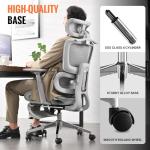 Ergonomic Mesh Office & Gaming Chair with Footrest, High Back Home Office Desk Chair, Comfortable Lumbar Support, 130° Tilt, Adjustable 3D Armrest & 2D Headrest (Grey)