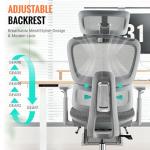 Ergonomic Mesh Office & Gaming Chair with Footrest, High Back Home Office Desk Chair, Comfortable Lumbar Support, 130° Tilt, Adjustable 3D Armrest & 2D Headrest (Grey)