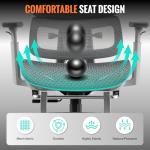 Ergonomic Mesh Office & Gaming Chair with Footrest, High Back Home Office Desk Chair, Comfortable Lumbar Support, 130° Tilt, Adjustable 3D Armrest & 2D Headrest (Grey)