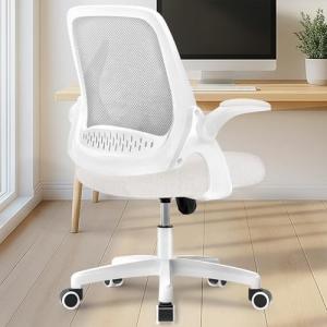 NEO Chair Office Desk Computer Gaming Ergonomic Chair with Lumbar Back Support Adjustable Height Swivel Wheels Flip-up Arms Mesh Chair for Home or Office (Ivory)