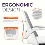 NEO Chair Office Desk Computer Gaming Ergonomic Chair with Lumbar Back Support Adjustable Height Swivel Wheels Flip-up Arms Mesh Chair for Home or Office (Ivory)